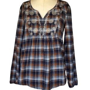 Cape & Juby Prairie Cabin Long Sleeve Peasant Top Size Small